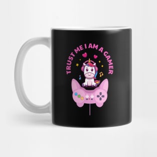 Trust Me I Am A Gamer - Light Pink Unicorn Design With Controller Mug